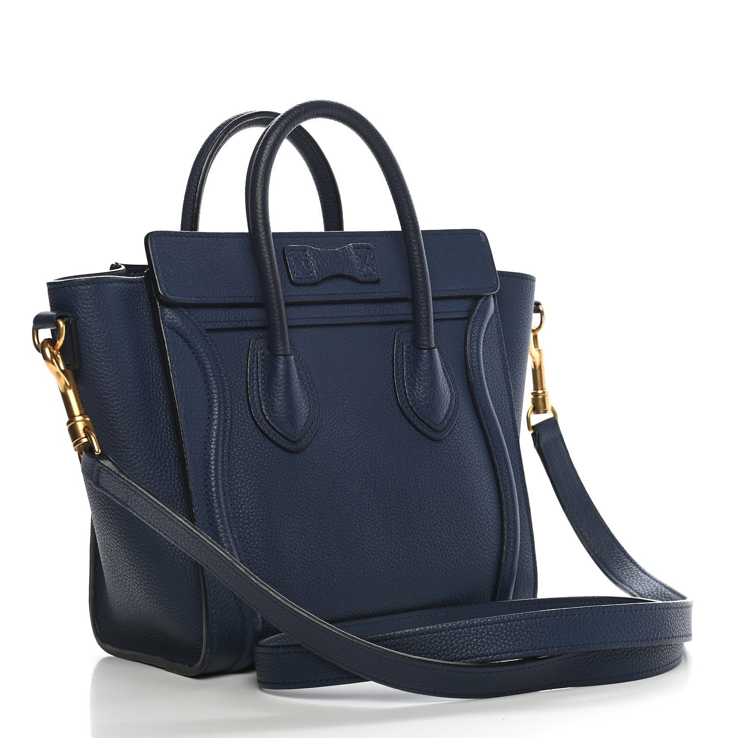 Celine Drummed Calfskin Nano Luggage Indigo 3 of 9