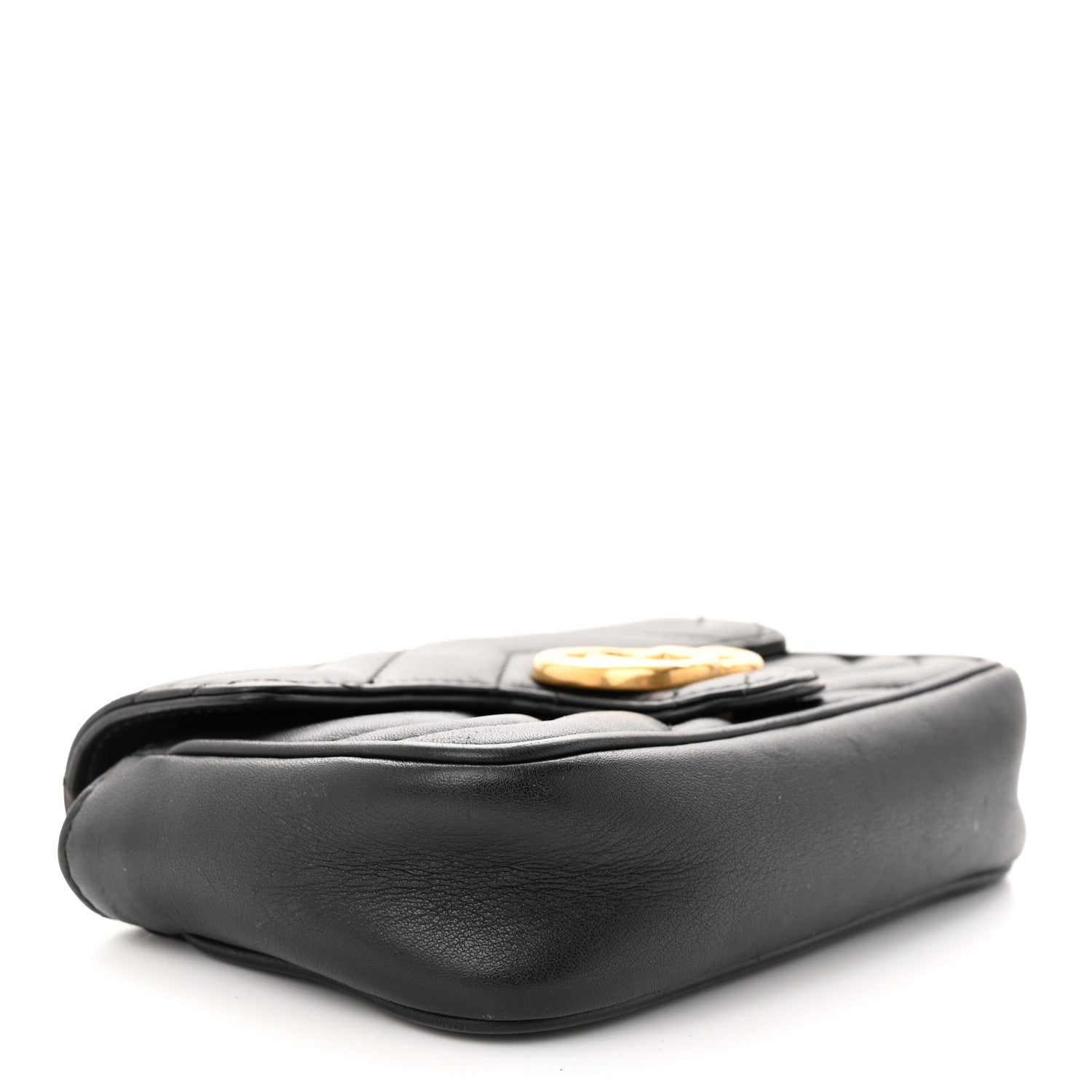 Gucci Calfskin Matelasse Super Mini GG Marmont Shoulder Bag Black 4 of 12