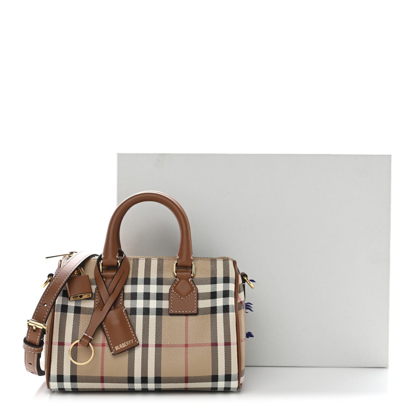 Burberry Vintage Check Mini Bowling Bag Briar Brown 1812667