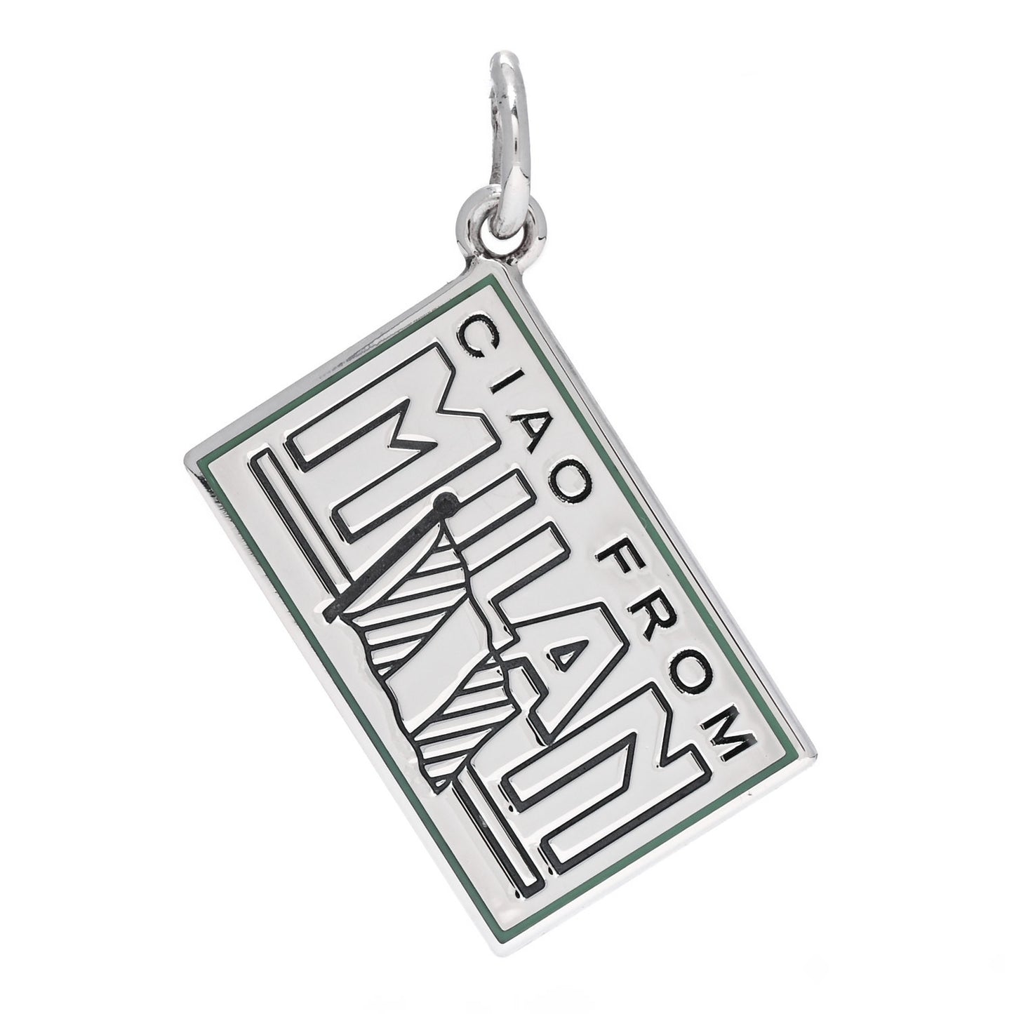 Sterling Silver Enamel Milan Postcard Charm Blue