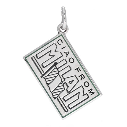 Tiffany Sterling Silver Enamel Milan Postcard Charm Blue 1 of 5