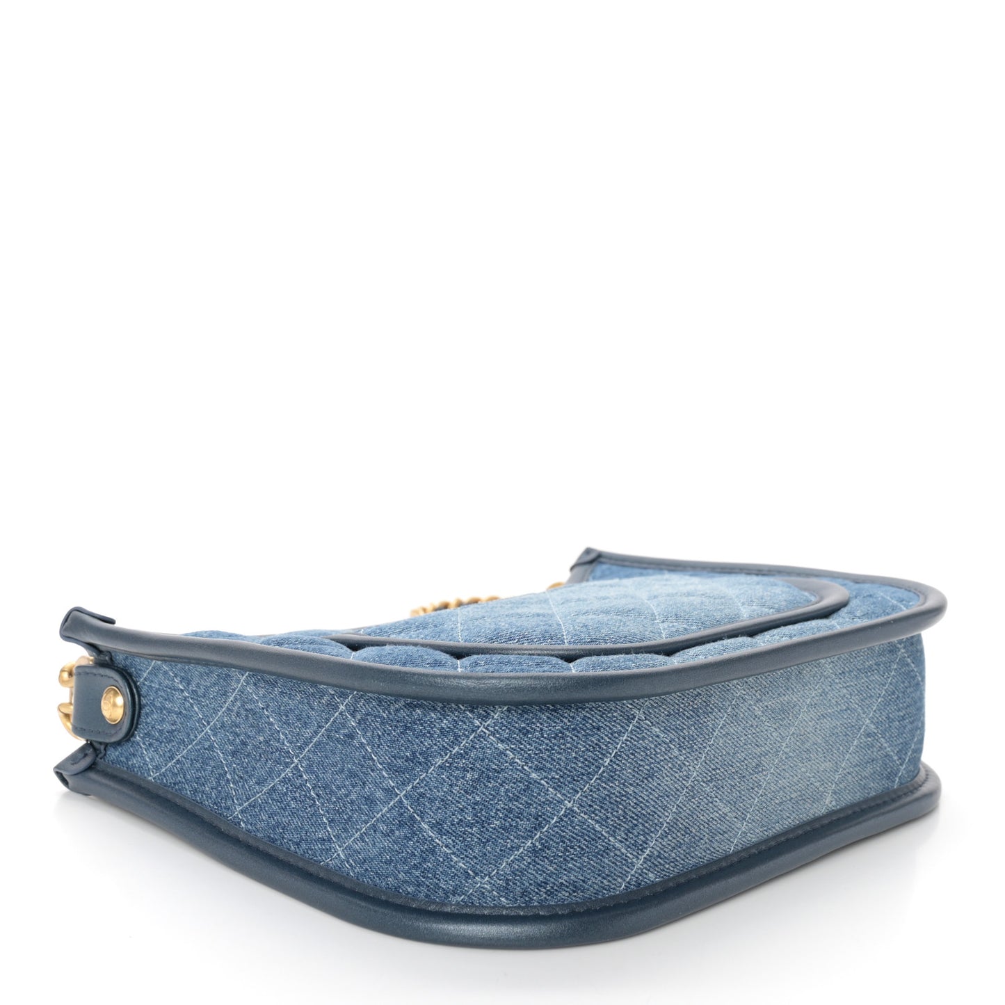 Washed Denim Quilted Hobo Blue
