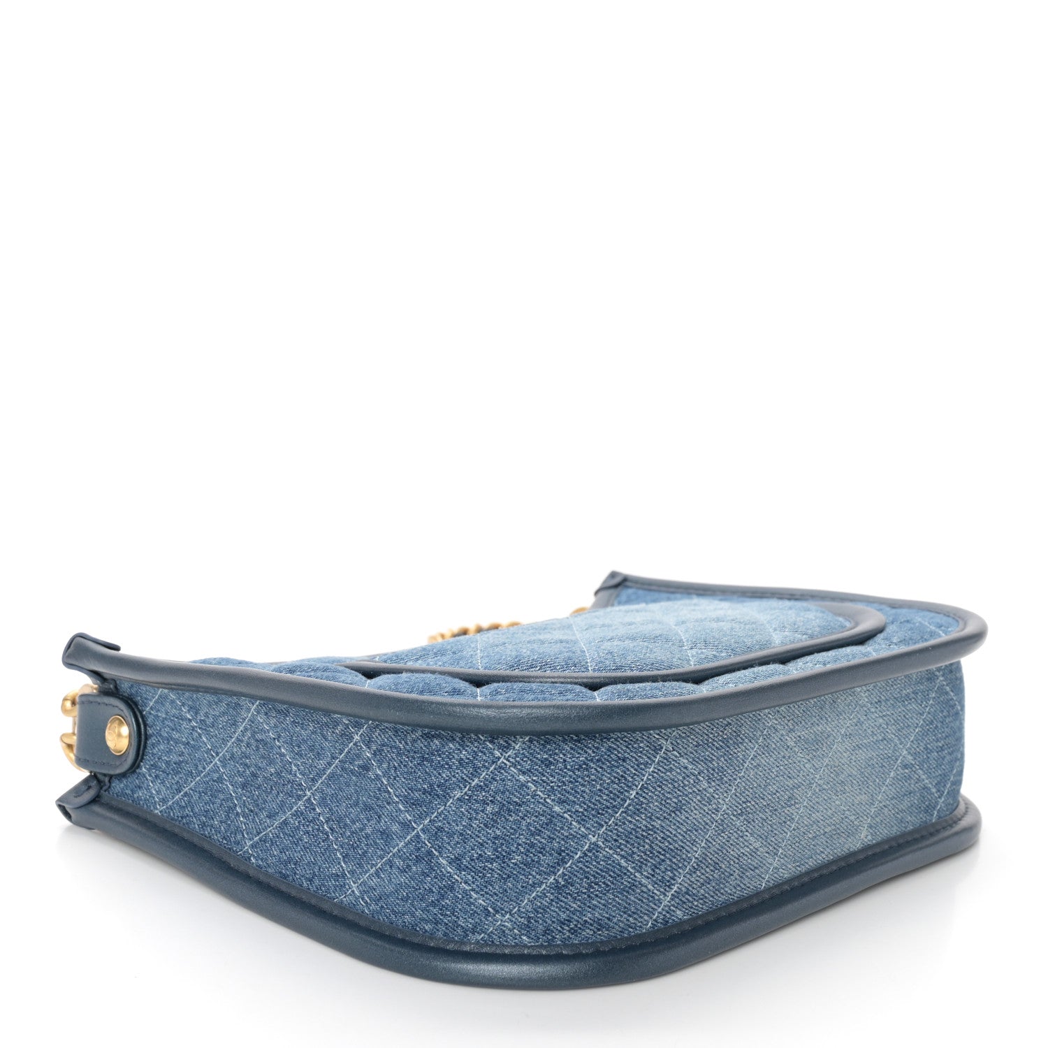 Chanel Washed Denim Quilted Hobo Blue 4 of 11