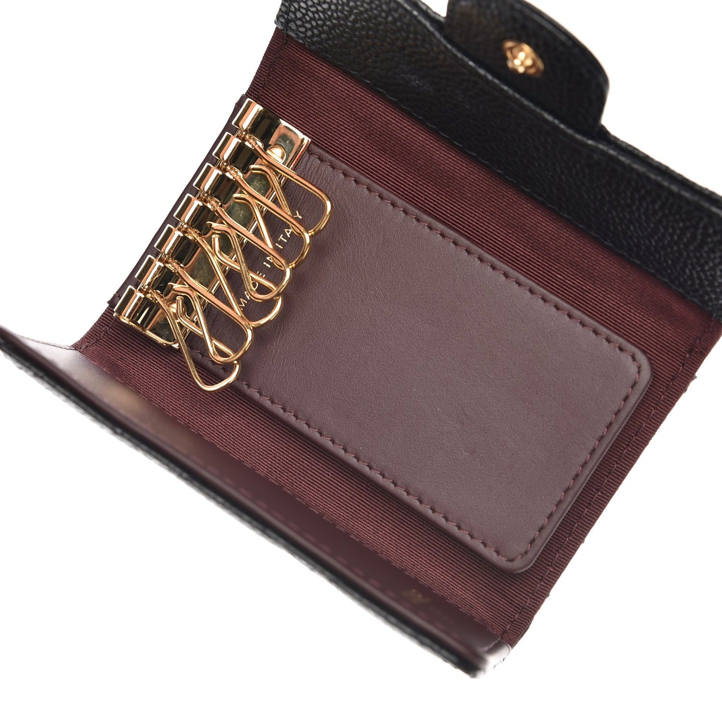 Caviar Quilted 6 Key Holder Black