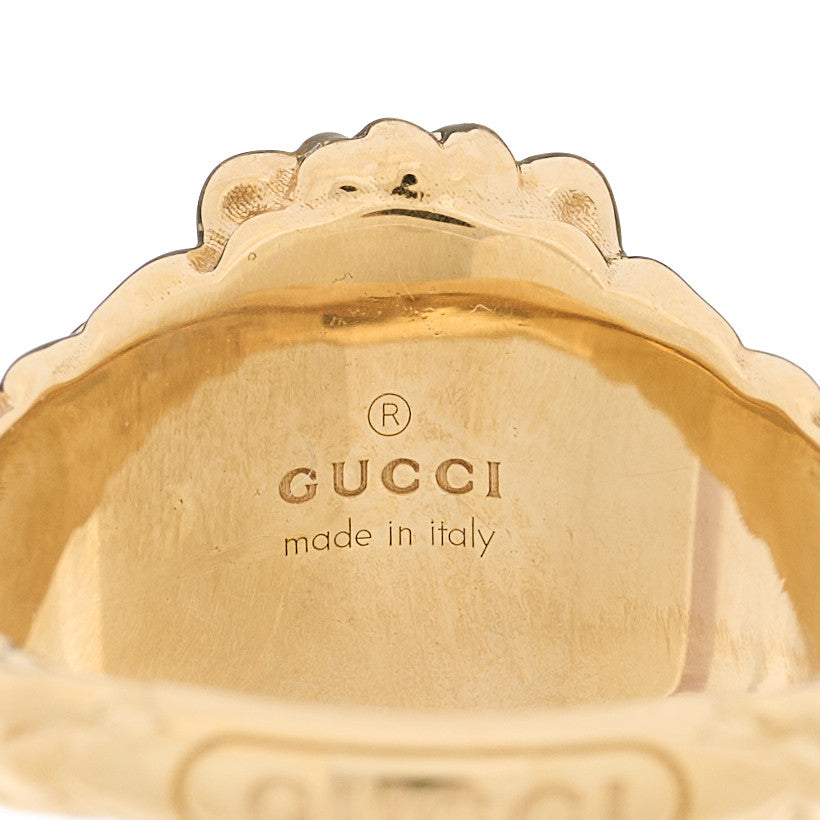 Gucci 18K Yellow Gold Diamond Chrome Diopside Lion Head Ring 53 6.25 5 of 6