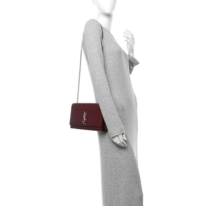 Saint Laurent Grain De Poudre Medium Monogram Kate Satchel Dark Red 2 of 11