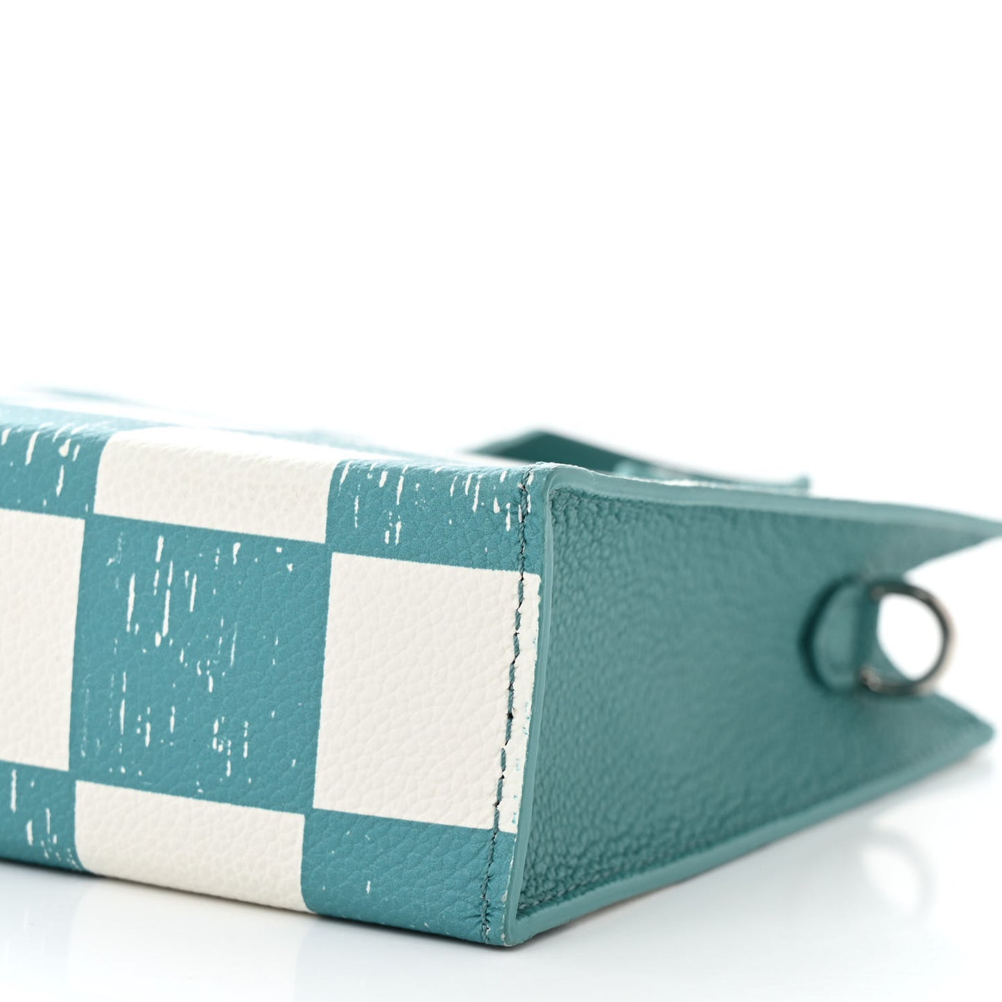 Calfskin Damier Sac Plat XS Blue Teal