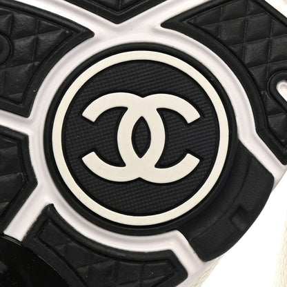 Chanel Mesh Suede Calfskin Grained Calfskin Womens CC Sneakers 38 White Black 6 of 8