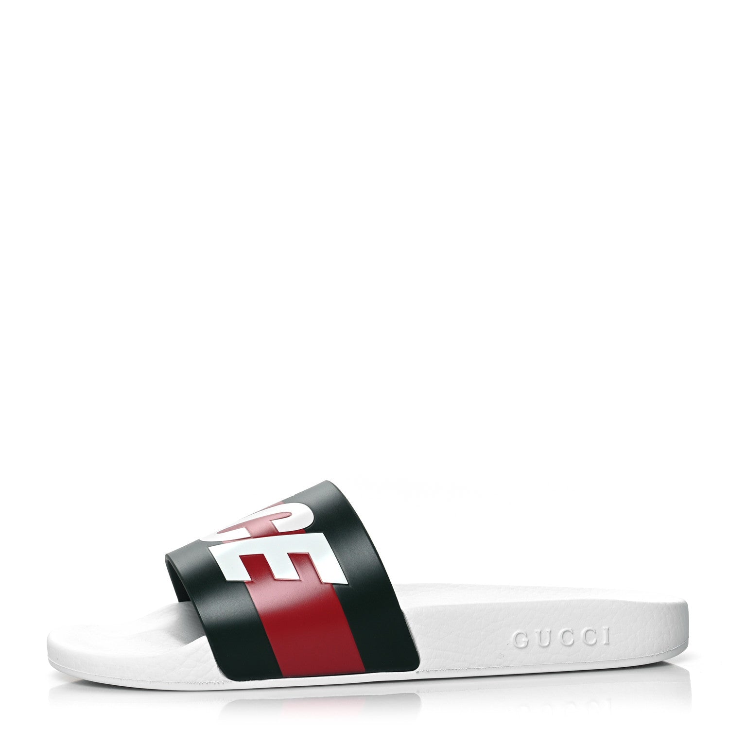 Gucci X PALACE Rubber Mens Slide Sandals 8 Great White Green Red 1 of 8