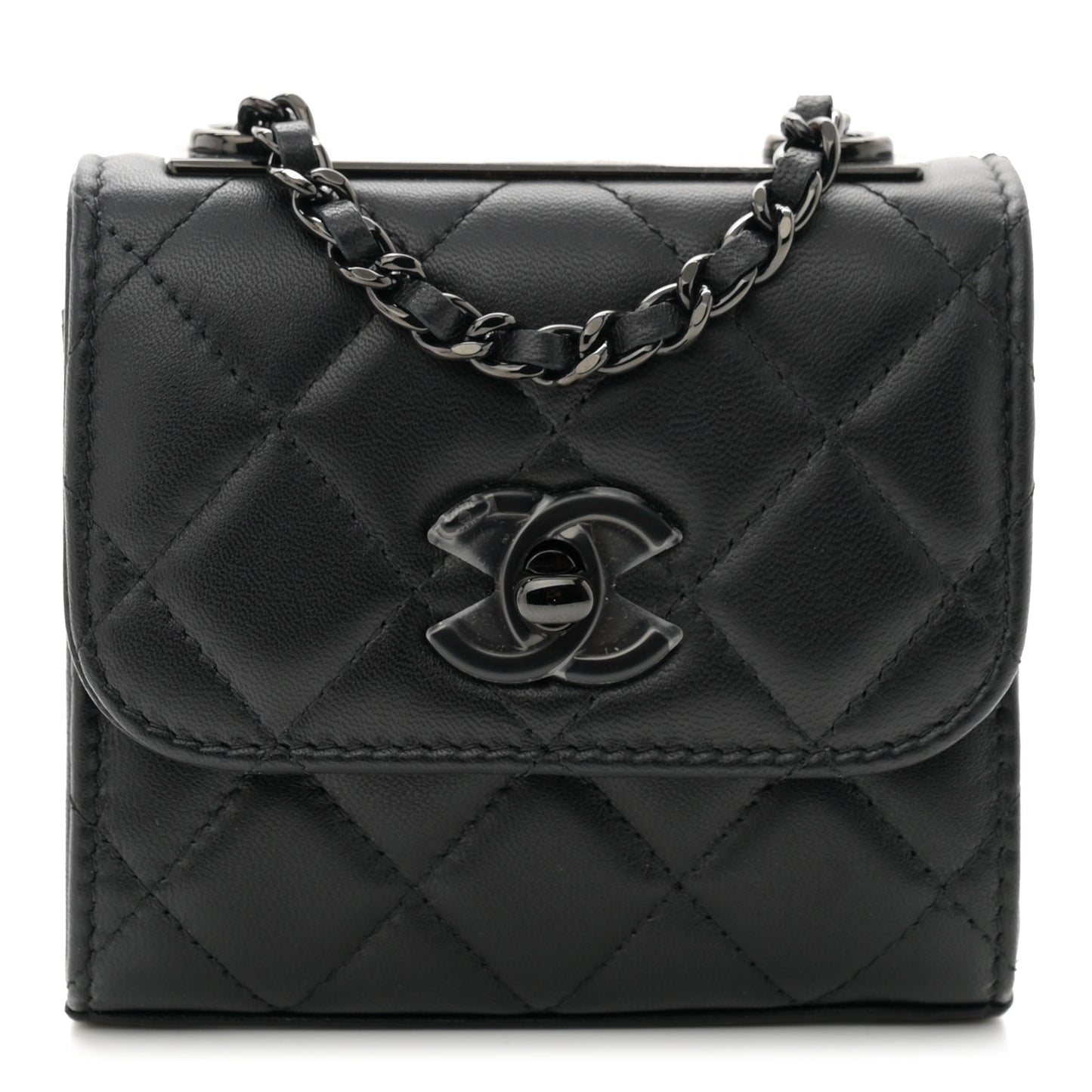 Lambskin Quilted Mini Trendy CC Clutch With Chain So Black