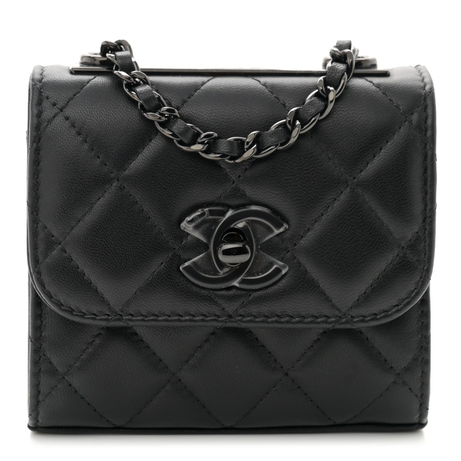 Chanel Lambskin Quilted Mini Trendy CC Clutch With Chain So Black 1 of 10