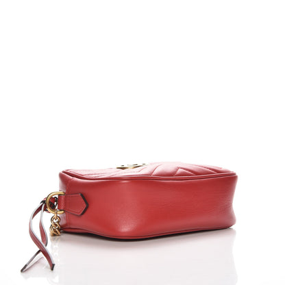 Gucci Calfskin Matelasse Mini GG Marmont Chain Shoulder Bag Hibiscus Red 4 of 7