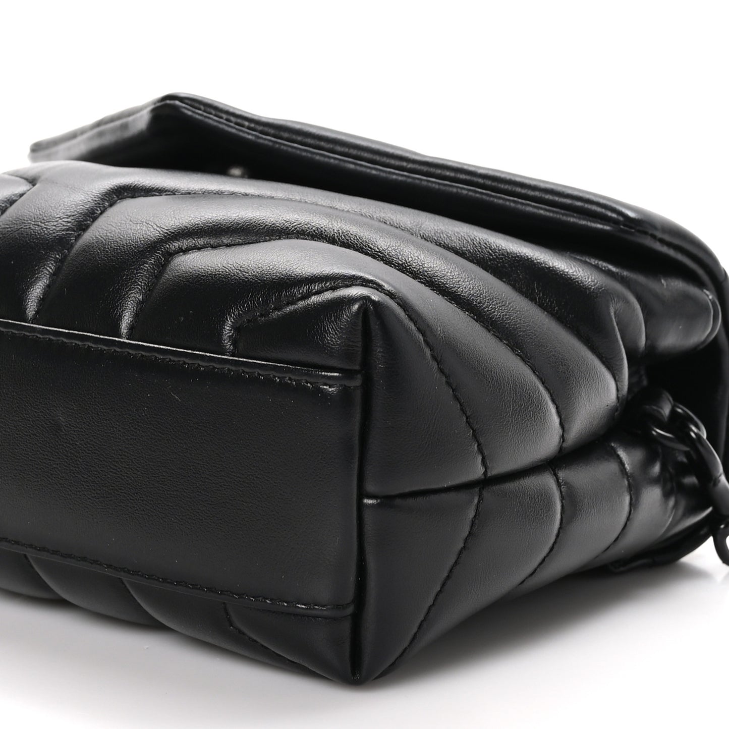 Calfskin Y Quilted Monogram Monochrome Toy Loulou Crossbody Bag Black