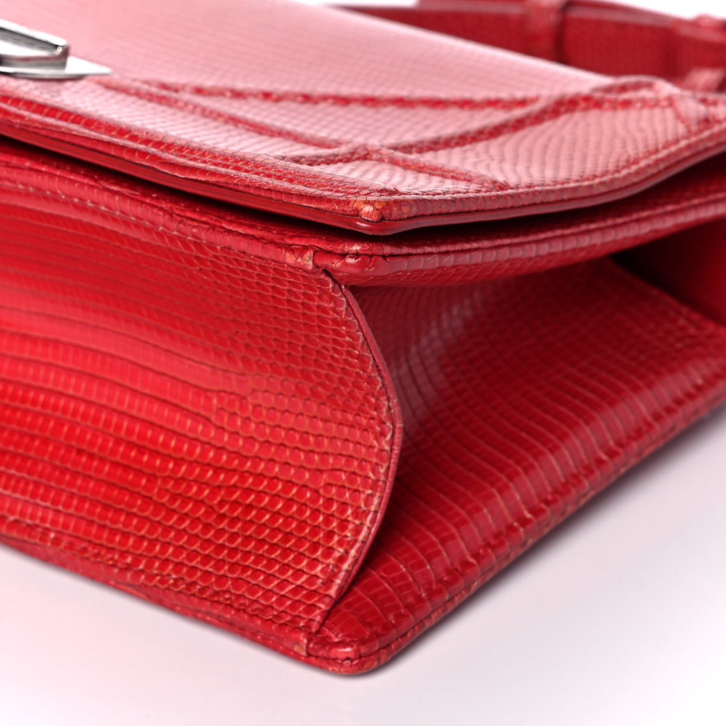 Lizard Medium Diorama Flap Bag Red