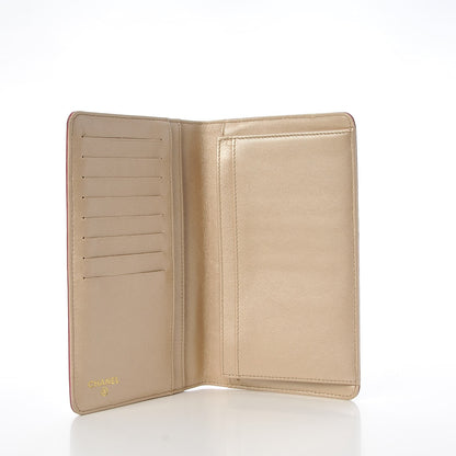 Chanel Lambskin Camellia Embossed Yen Wallet Fuchsia 5 of 9