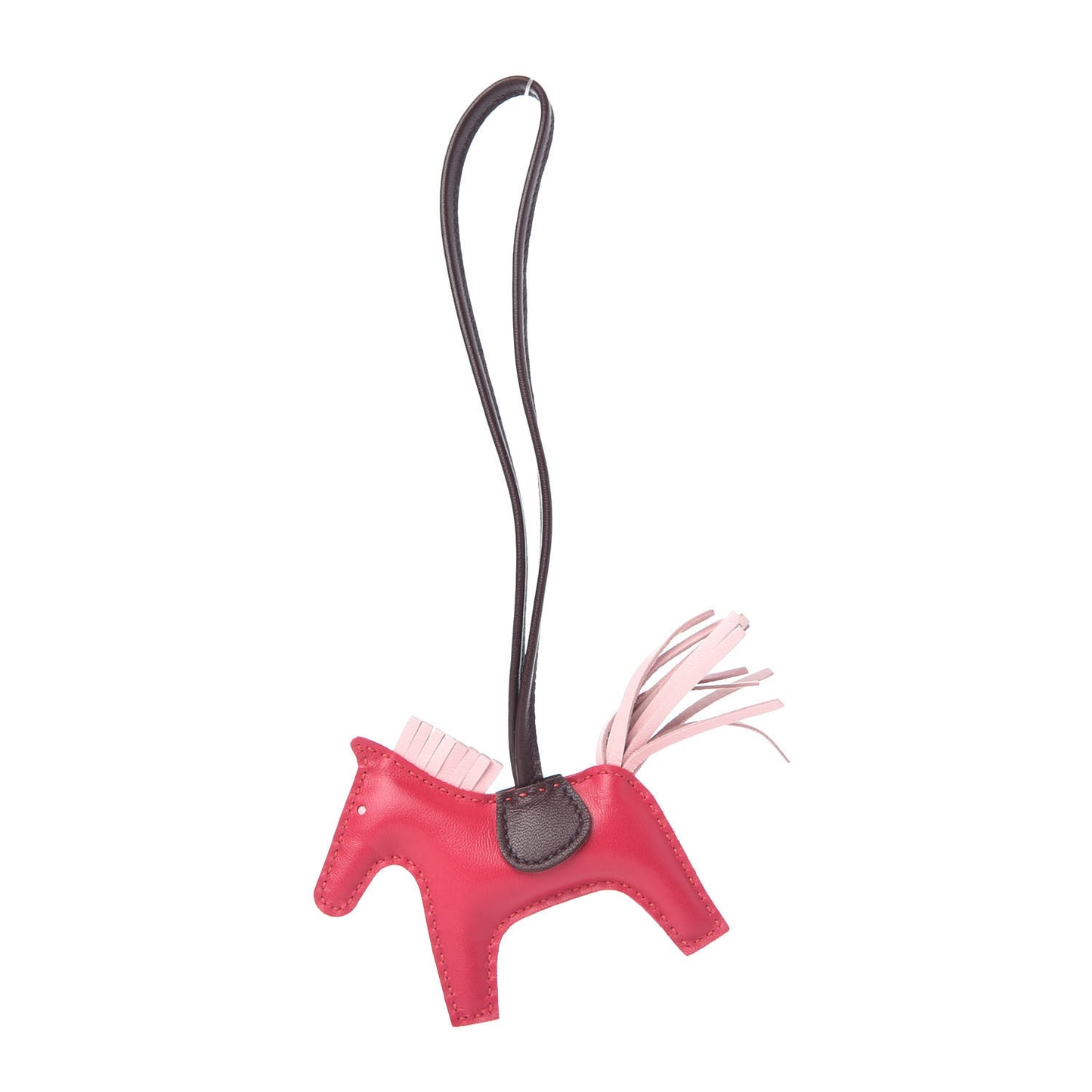 Milo Lambskin Grigri Rodeo Horse Bag Charm PM Rose Sakura Framboise Rouge Sellier