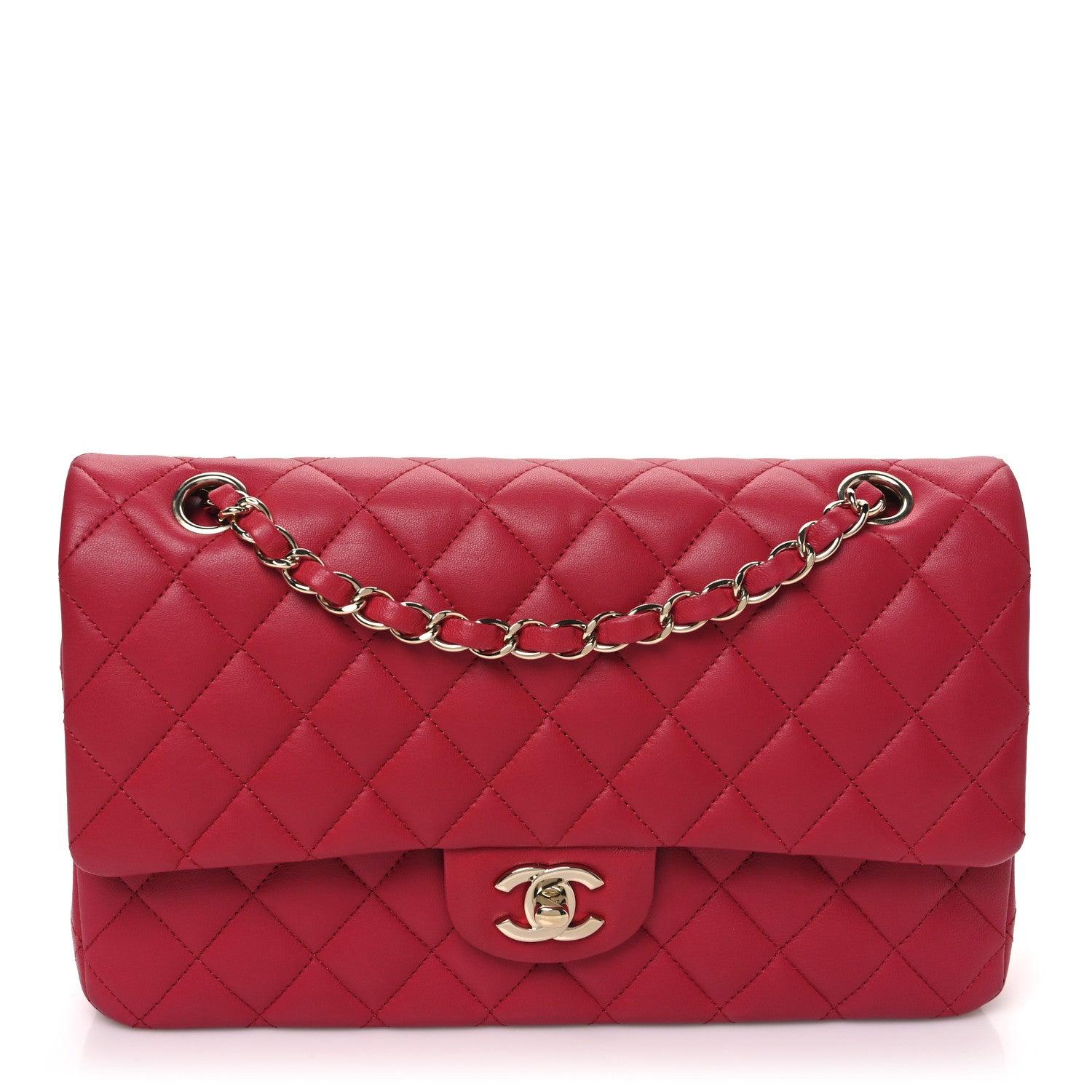 Chanel Lambskin Quilted Medium Double Flap Dark Pink 1 of 10