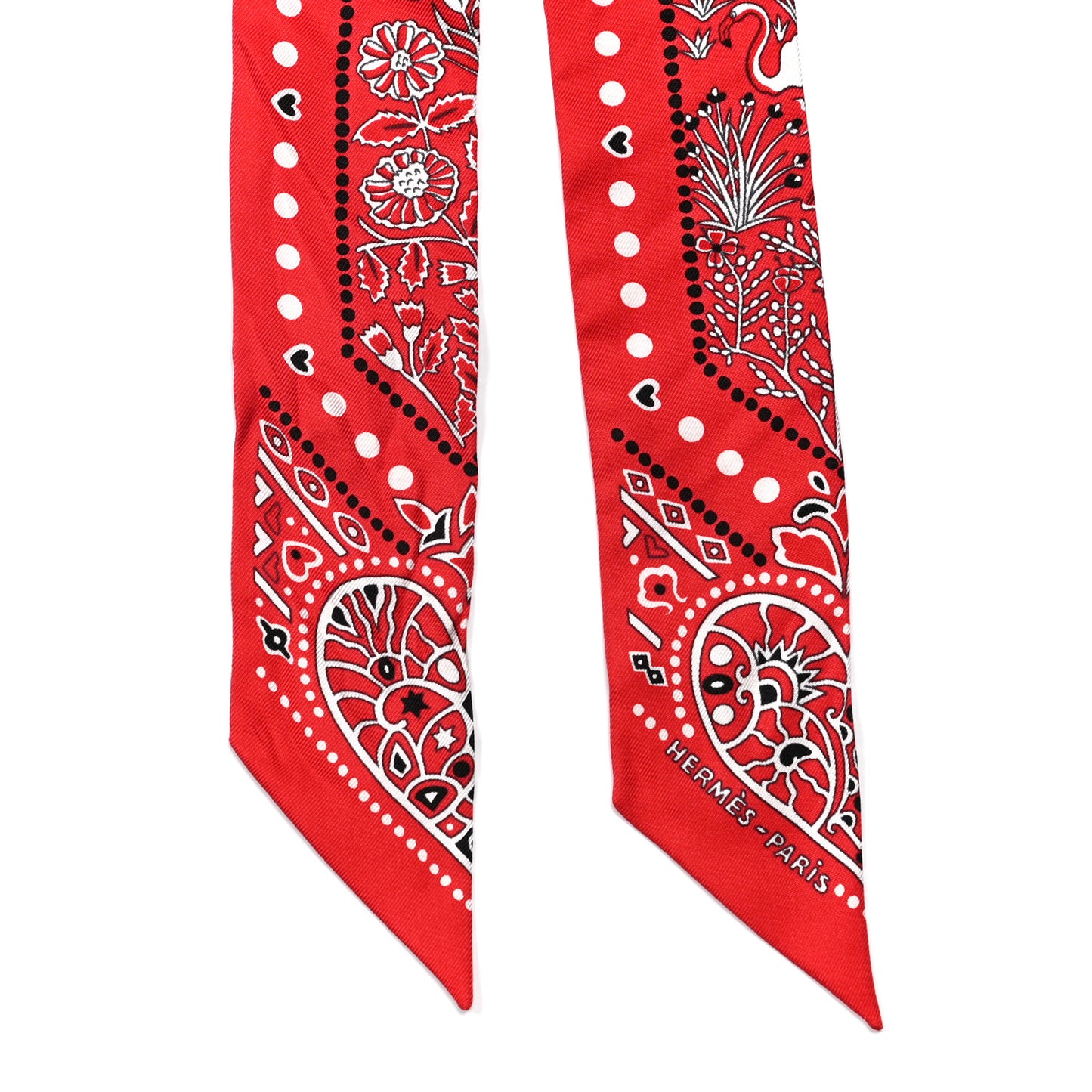 Silk Peuple Du Vent Bandana Twilly Rouge Black White