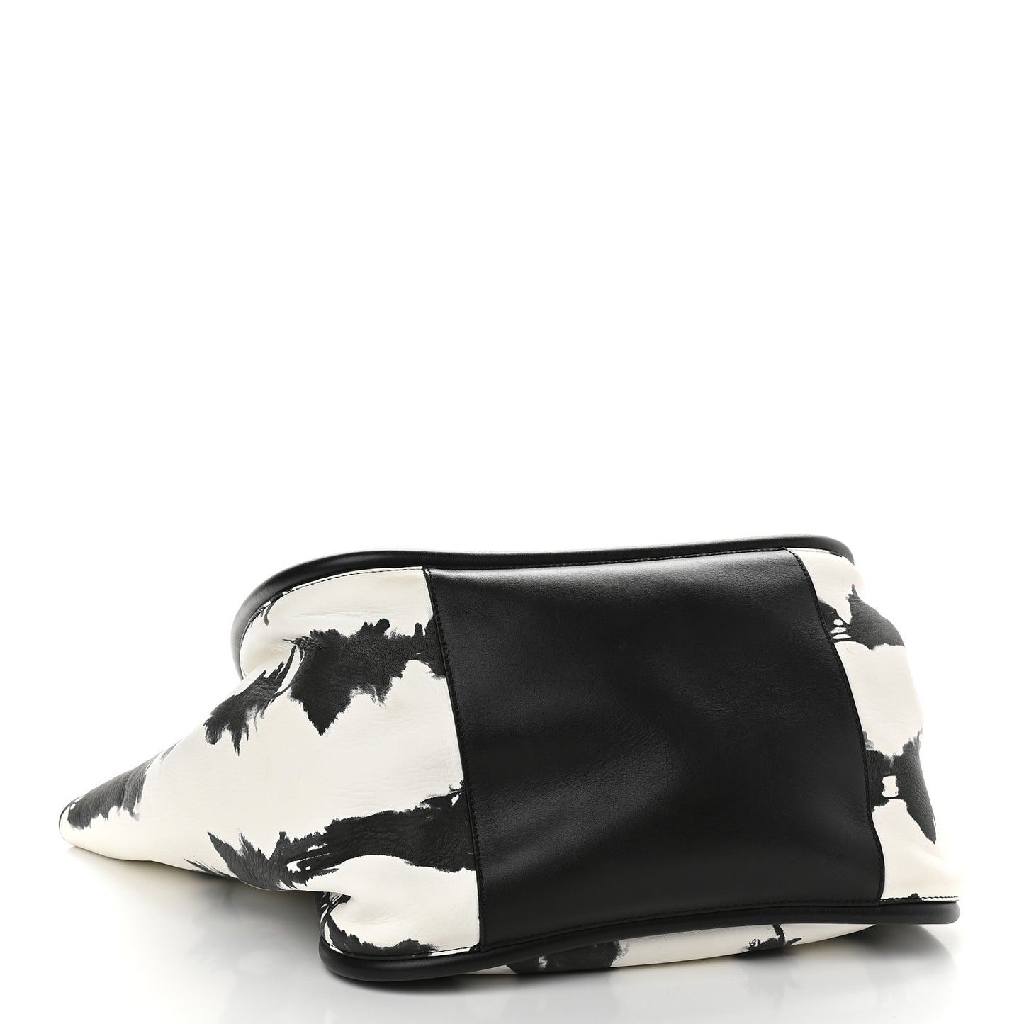 Lambskin Tie Dye XL Ruched Tote Optic White Black