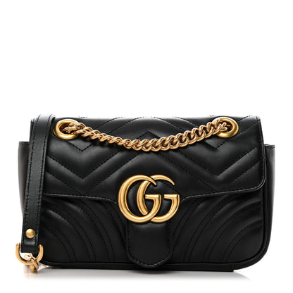 Gucci Calfskin Matelasse Mini GG Marmont Shoulder Bag Black 1 of 10