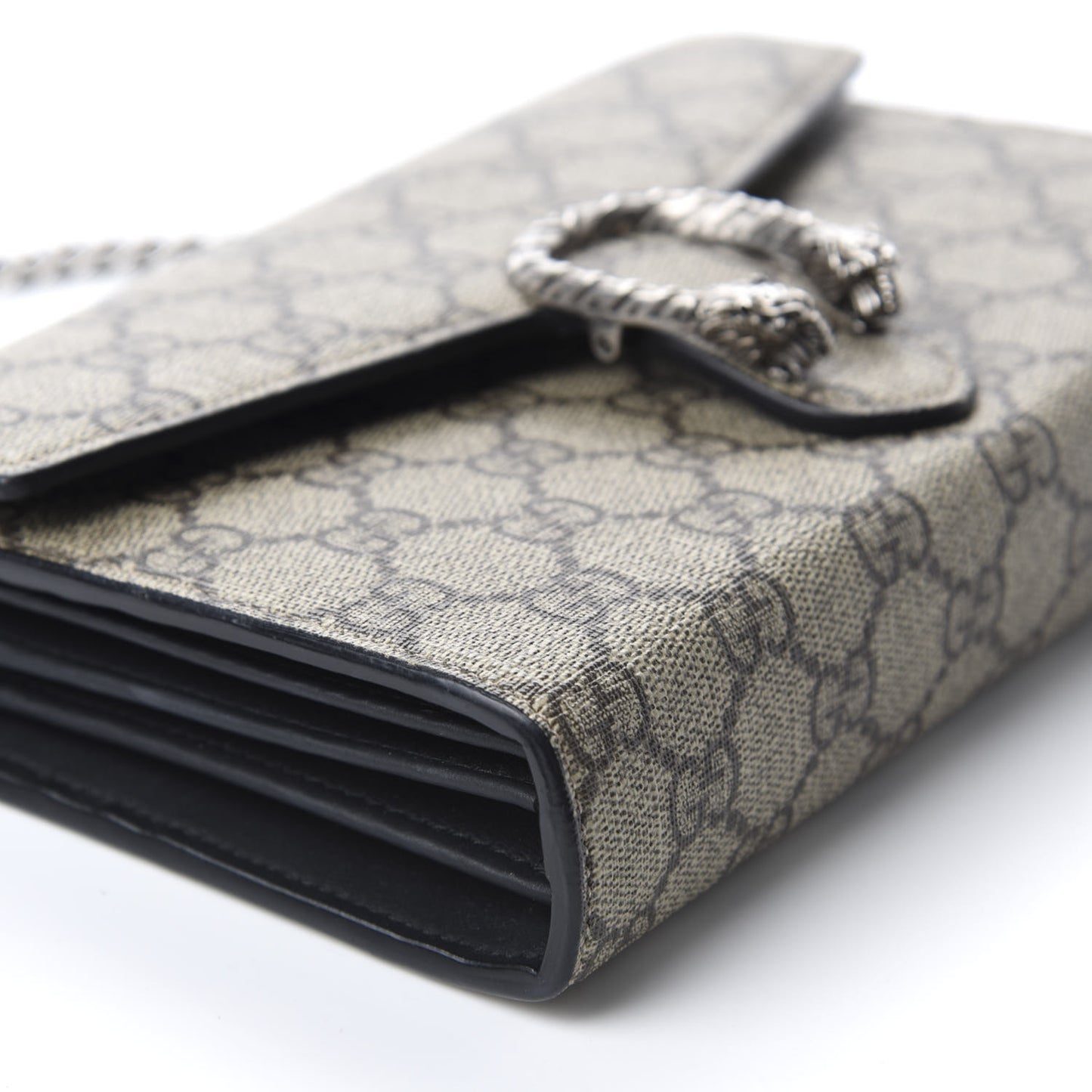 GG Supreme Monogram Mini Dionysus Chain Wallet Beige Black