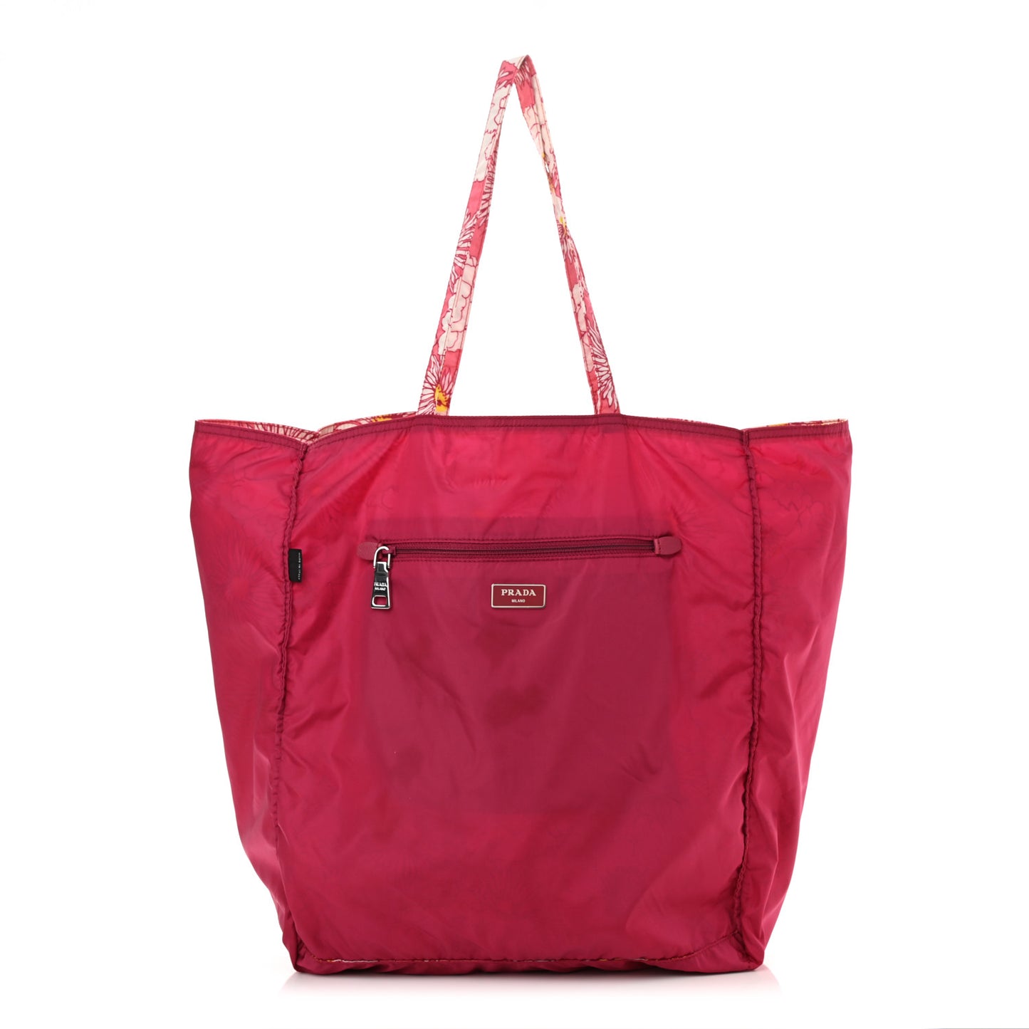 Tessuto Nylon Floral Print BYOBag Shopping Tote Fuxia