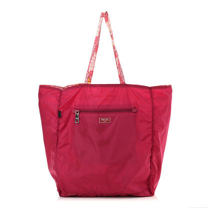 Prada Tessuto Nylon Floral Print BYOBag Shopping Tote Fuxia 3 of 13