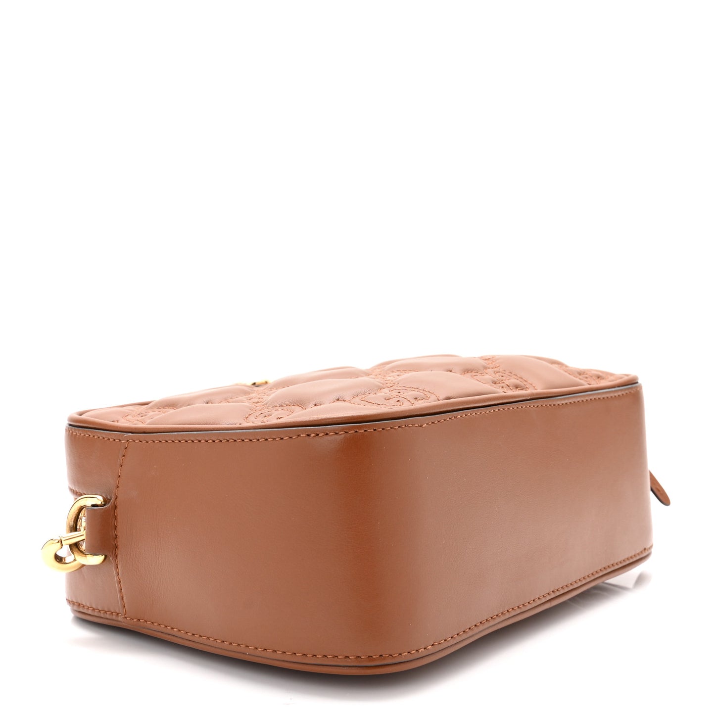 Calfskin GG Matelasse Shoulder Bag Peanut Brown Natural