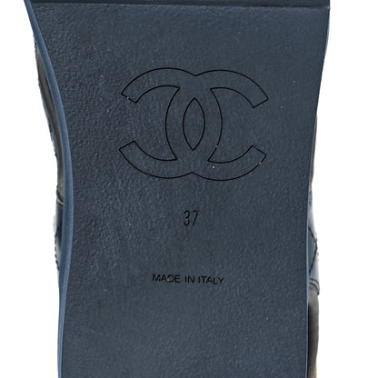 Chanel Goatskin Fabric TPU Gladiator Sandals 37 Navy Dark Grey Yellow 7 of 10