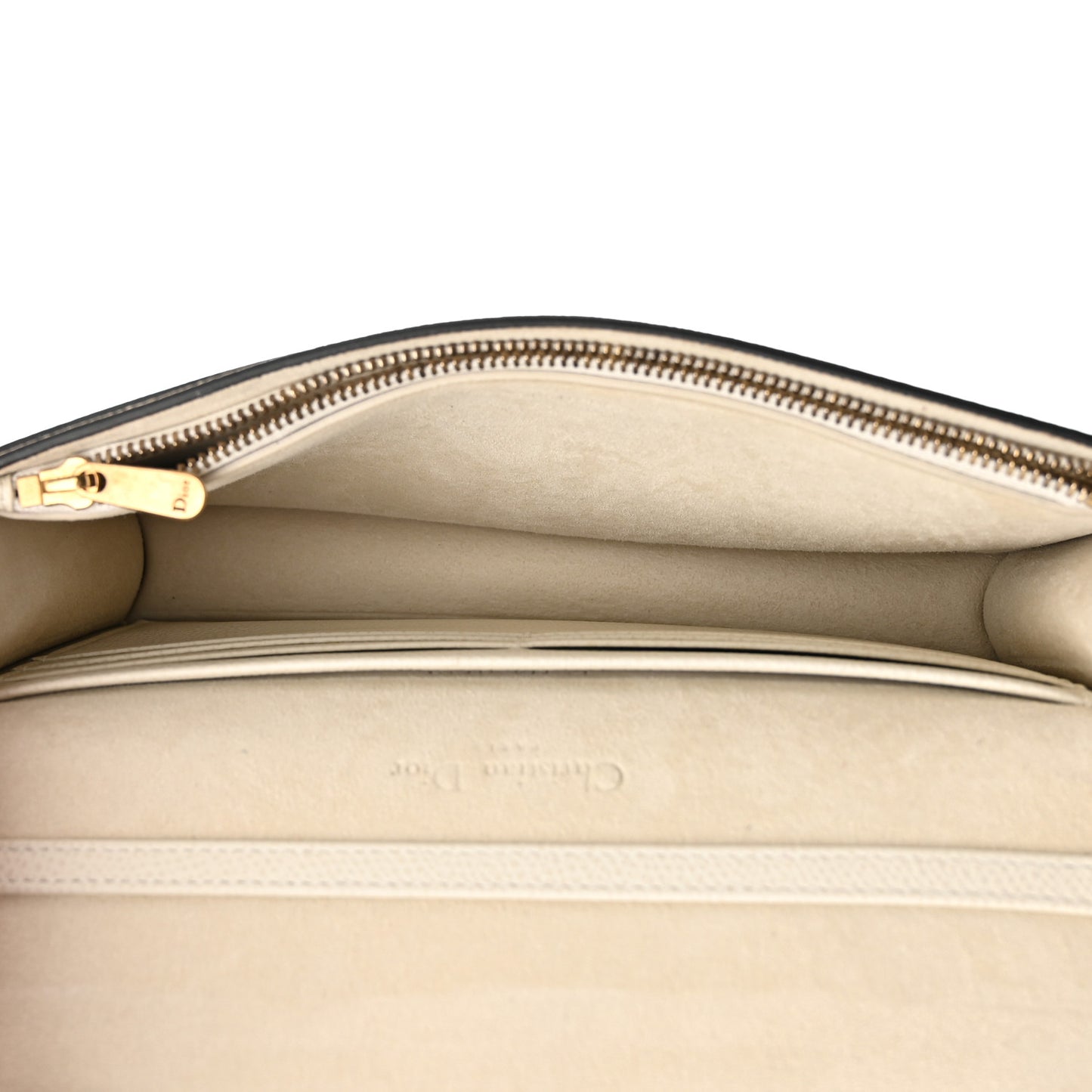 Grained Calfskin Saddle Chain Pouch Off White