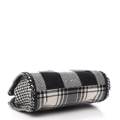 Stella McCartney Wool Plaid Mini Falabella Fold Over Tote Black White 5 of 13