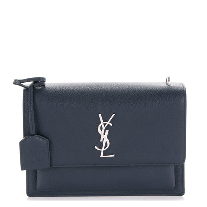 Saint Laurent Grained Calfskin Medium Monogram Sunset Navy Blue 1 of 5