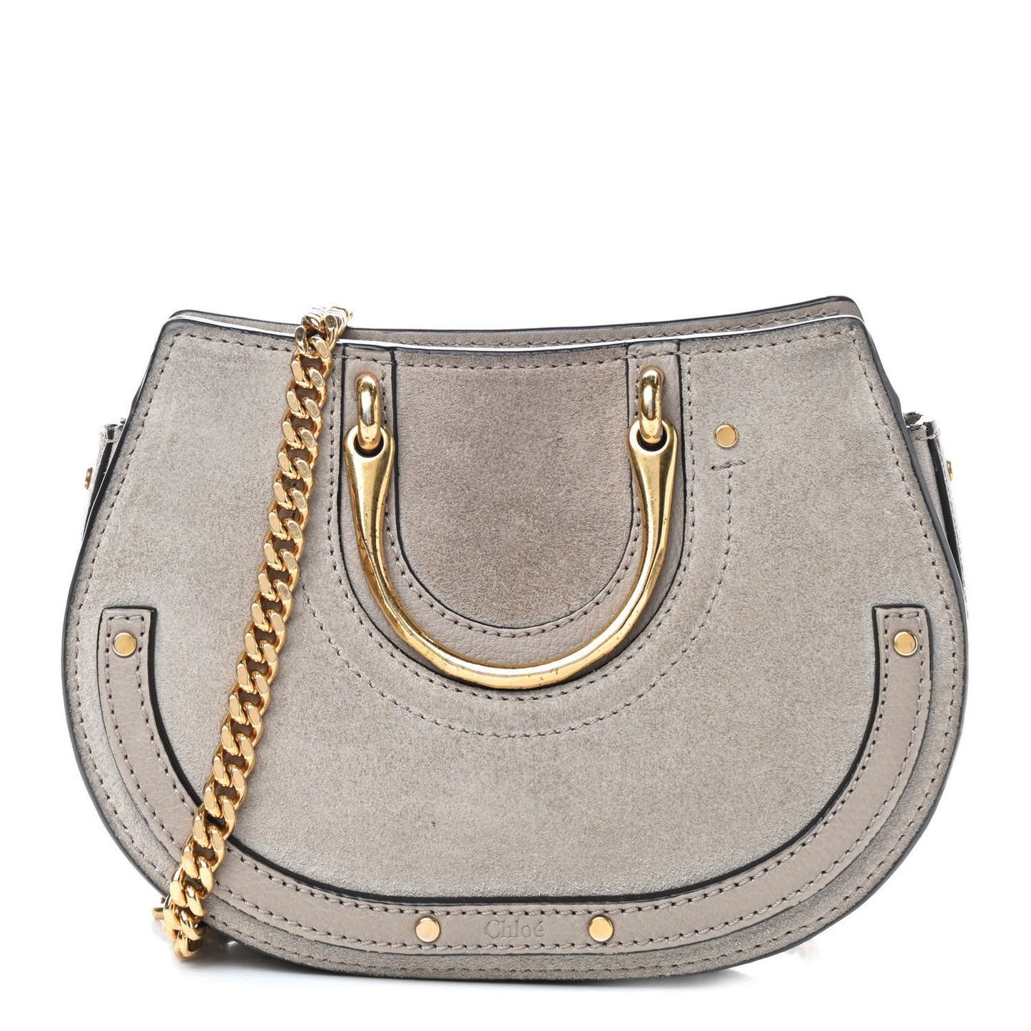 Calfskin Suede Mini Pixie Signature Belt Bag Motty Grey
