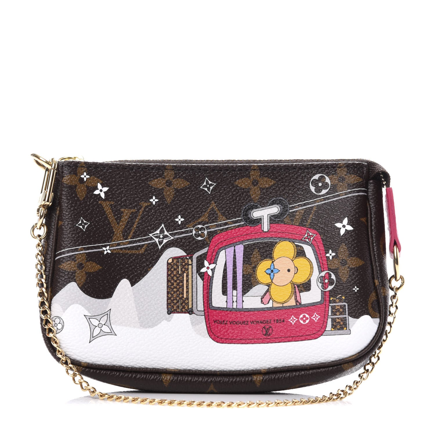 Louis Vuitton Monogram 2019 Christmas Animation Mini Courchevel Pochette Accessories Fuchsia 1 of 10