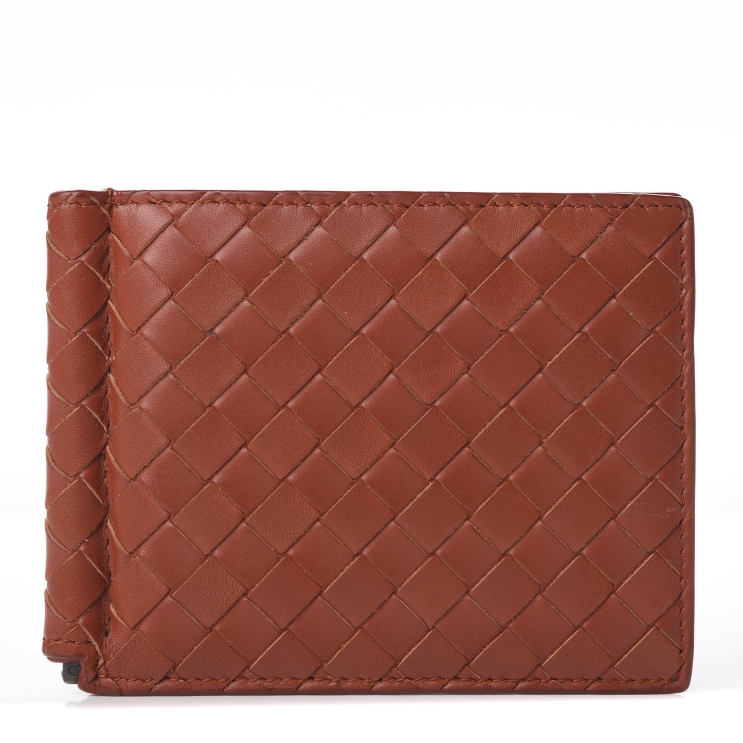 Calfskin Intrecciato Bi-Fold Wallet With Money Clip Brique