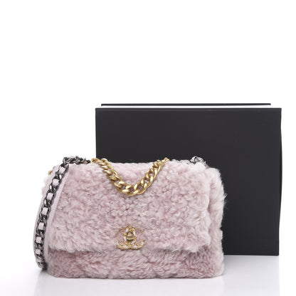 Chanel Shearling Sheepskin Medium 19 Flap Light Pink 10 of 10