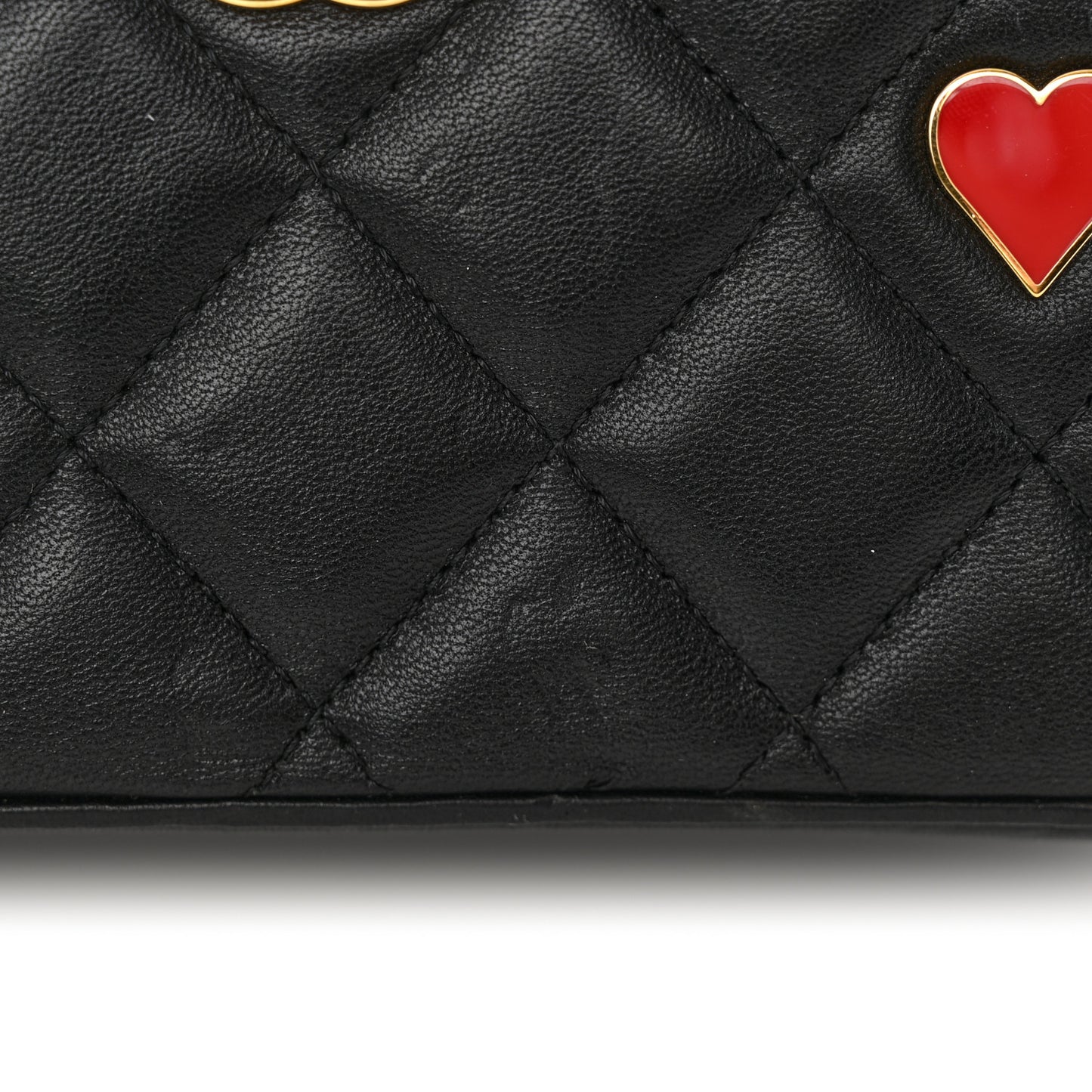 Lambskin Quilted Enamel Coco Casino Small Vanity Case With Chain Black