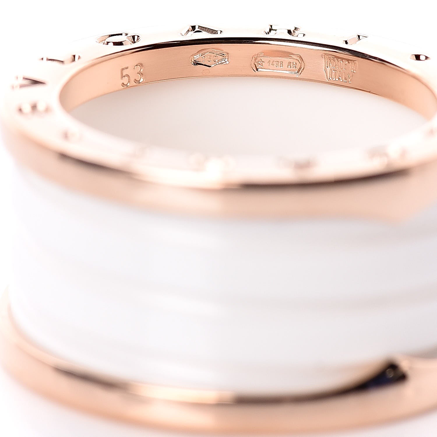 Bulgari 18K Rose Gold White Ceramic B.Zero1 Four-Band Ring 53 6.25 4 of 5