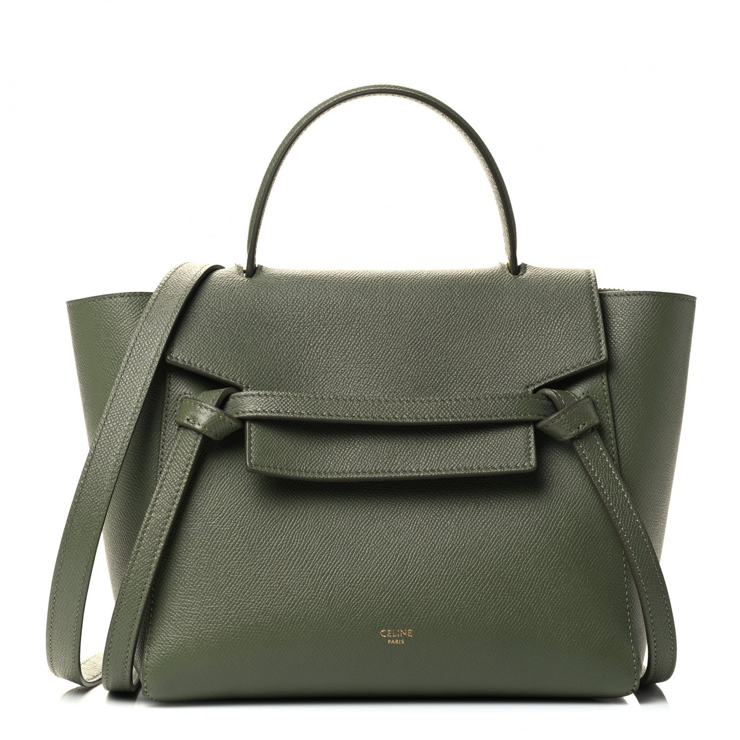 Grained Calfskin Micro Belt Bag Army Green