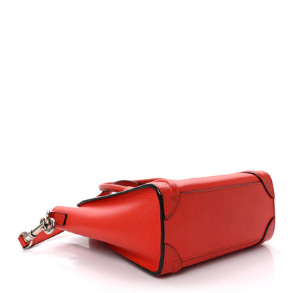 Celine Drummed Calfskin Nano Luggage Vermillion 4 of 17
