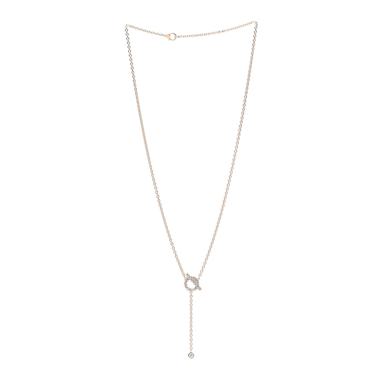 18K Rose Gold Diamond Finesse Lariat Necklace