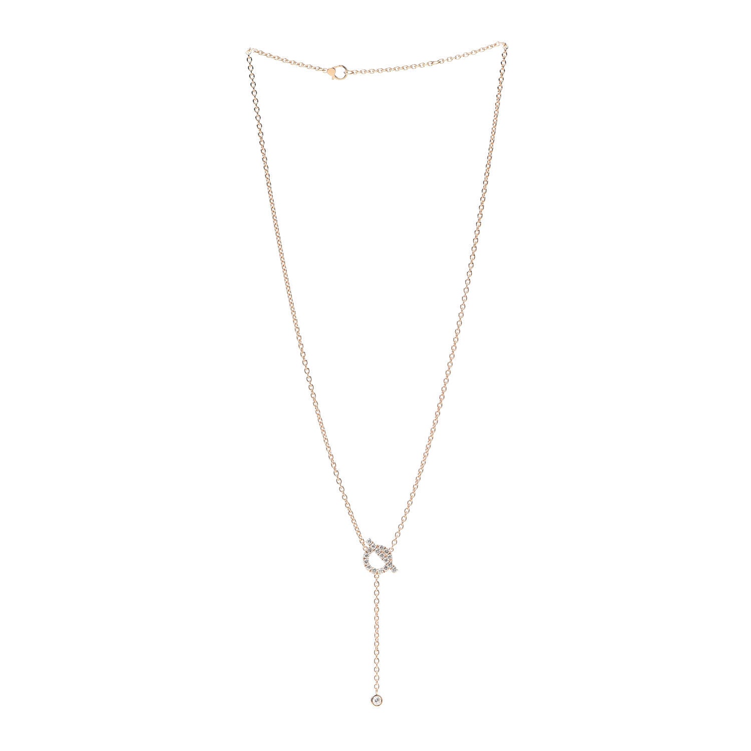 Hermes 18K Rose Gold Diamond Finesse Lariat Necklace 3 of 6