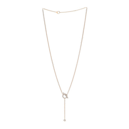 Hermes 18K Rose Gold Diamond Finesse Lariat Necklace 3 of 6