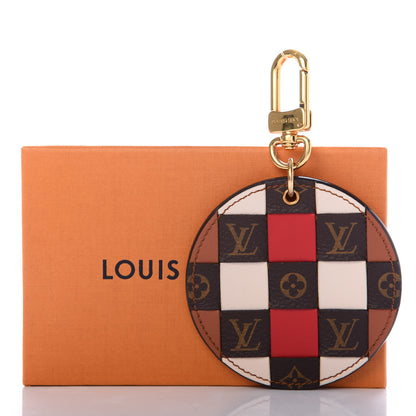 Louis Vuitton Calfskin Monogram Check Bag Charm Key Holder Red 4 of 4