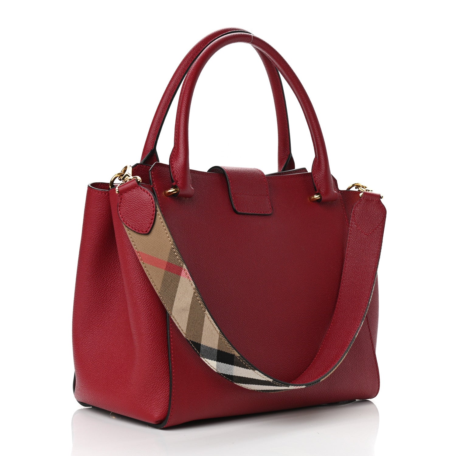 Burberry Soft Grain Calfskin Medium Buckle Tote Parade Red 3 of 12