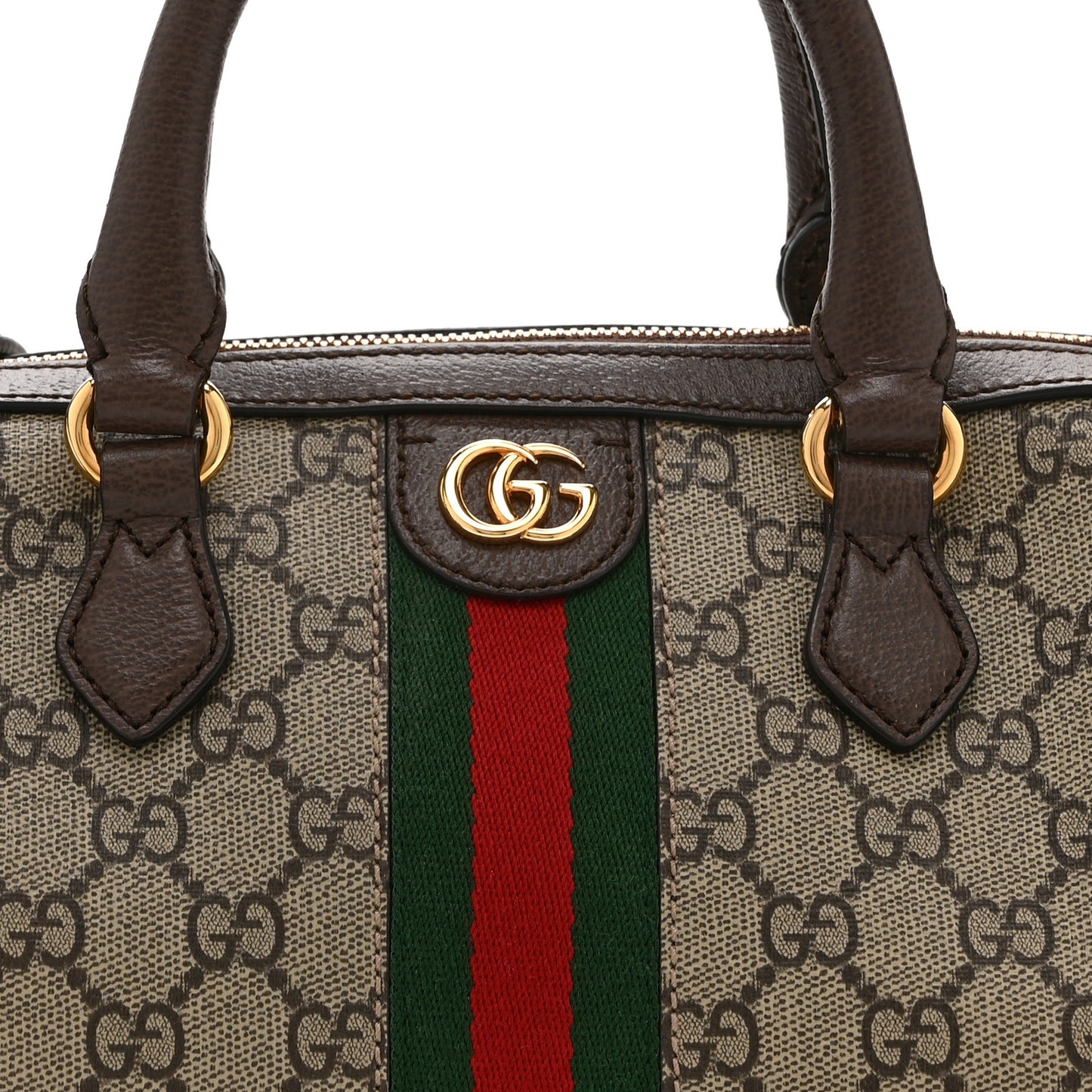 GG Supreme Monogram Web Small Ophidia Top Handle Bag  Beige Ebony
