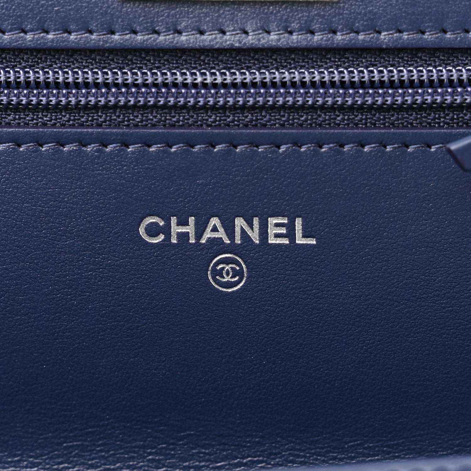 Chanel Canvas Printed Quilted 2.55 Reissue Wallet On Chain WOC White Black Navy Blue 6 of 12