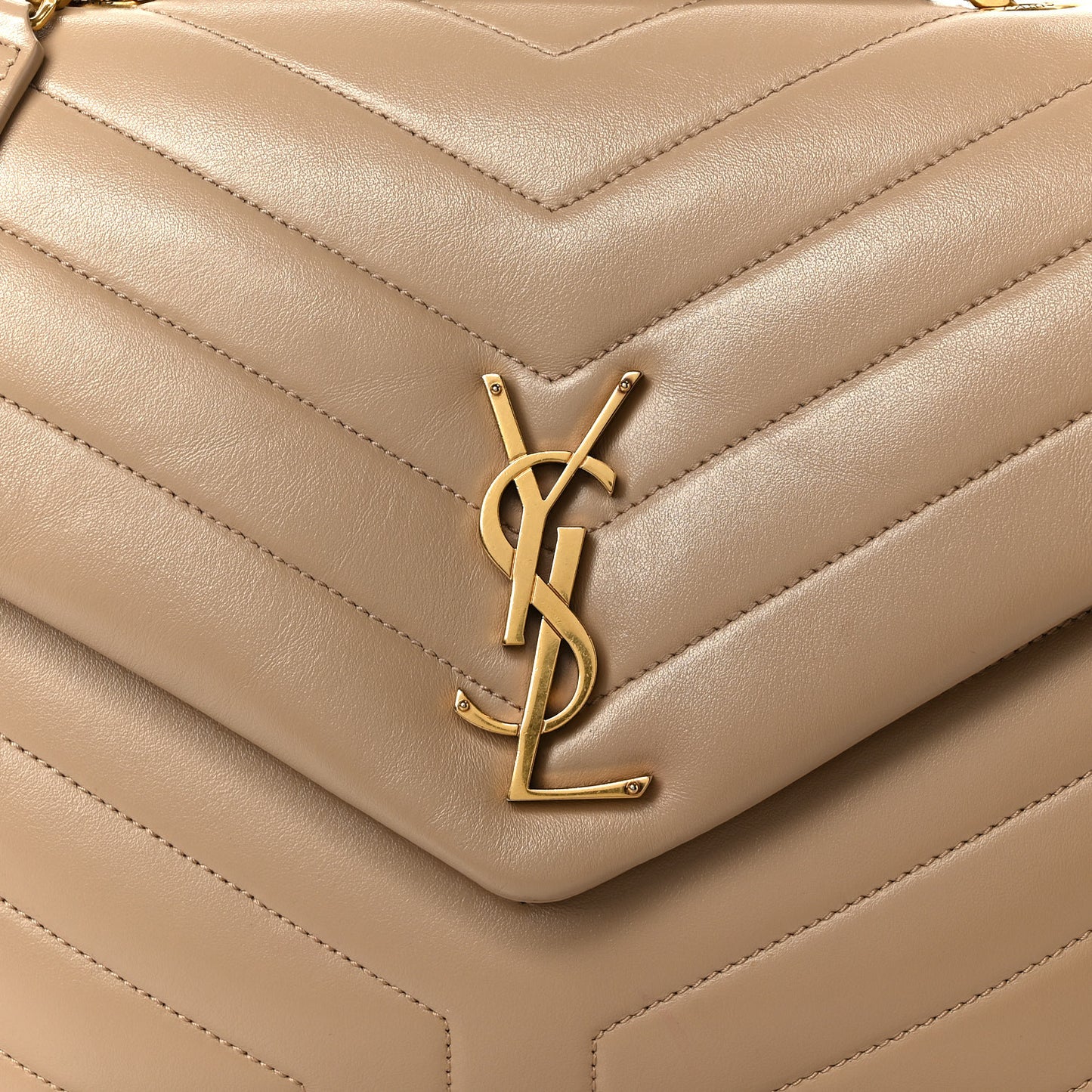 Calfskin Y Quilted Monogram Medium Loulou Chain Satchel Dark Beige