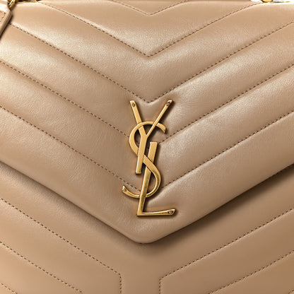 Saint Laurent Calfskin Y Quilted Monogram Medium Loulou Chain Satchel Dark Beige 9 of 11