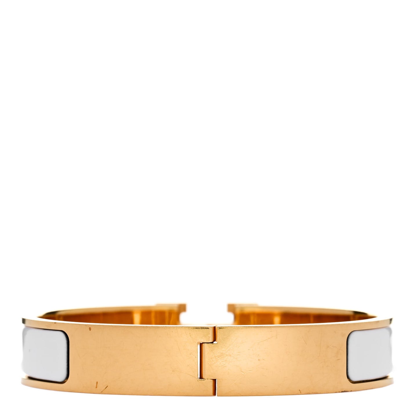 Enamel Narrow Clic Clac H Bracelet GM White